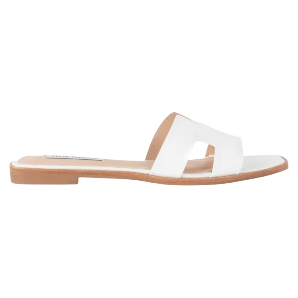 STEVE MADDEN • Hawthorne White Leather Sandals Slides - Picture 6 of 8
